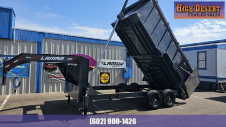 New 2025 Lamar Trailers DT-7x16- Gooseneck Telescopic dump- 4' sides- 14k GVWR- 14ply Tires