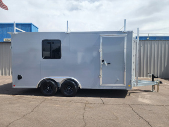 New 2025 CellTech 8.5x16 Enclosed Trailer- 10K GVWR- CABINETS/Ladder Racks/Ladder./Window/Extended Tongue