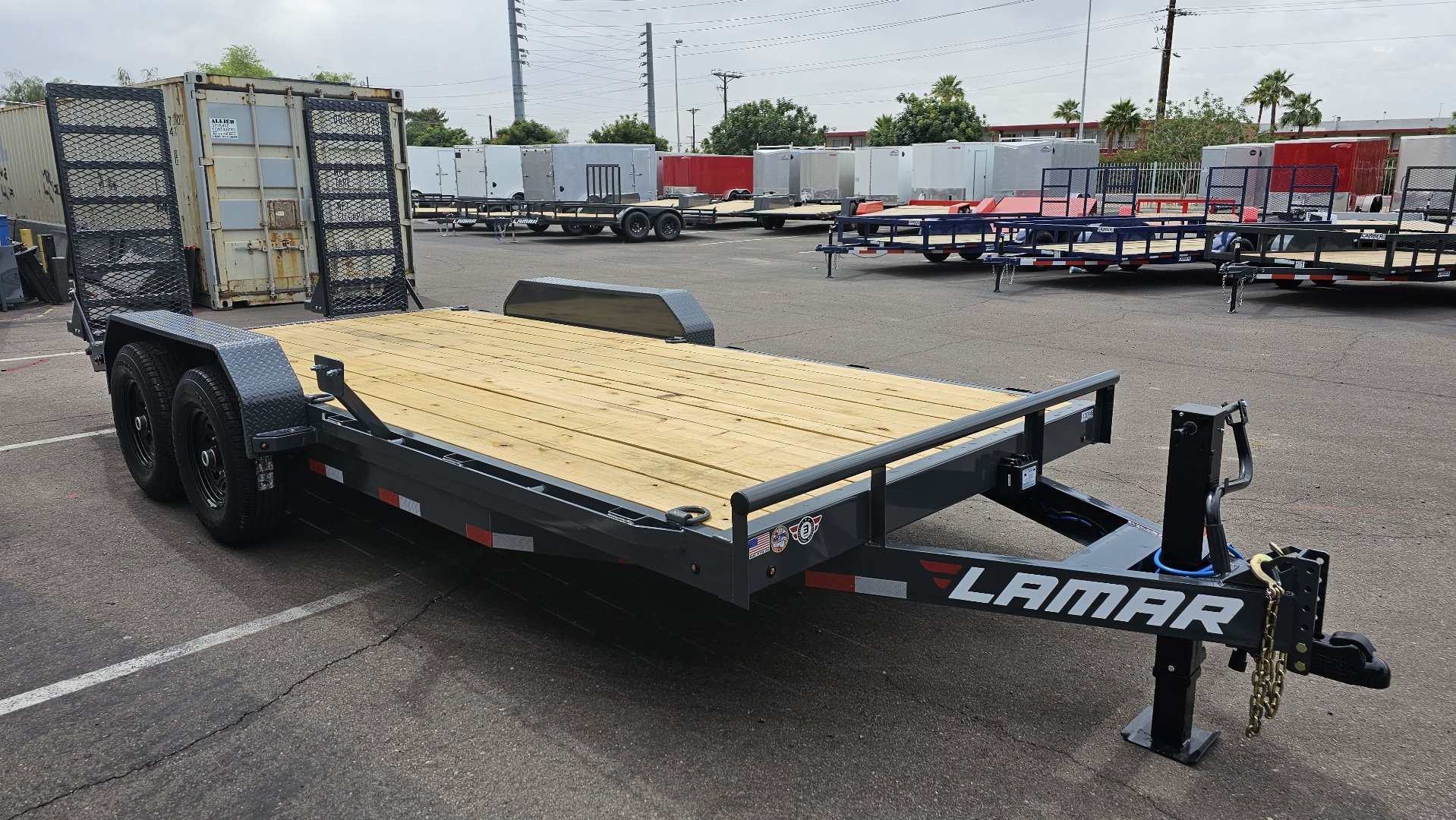 New 2025 Lamar 7'x18' H6 Equipment hauler for sale-Free Spare -14,000# GVWR- Wood deck- 6" channel Frame--Stand up ramps- ***cash discounts***