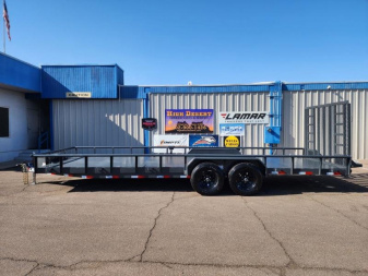 New 2025 Lamar U5-5.2k-24 Utility Trailer- 24' foot long- 9990# GVWR- Steel Deck- 8 flush mount D-rings-Stand HD Ramp Gate-Toolbox- free spare- cash discount ** See Below**