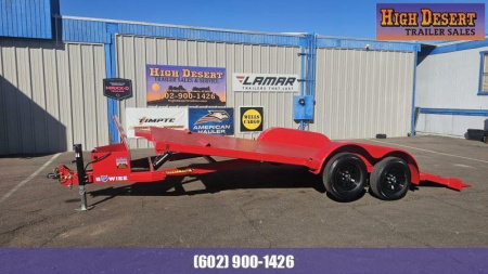 New 2025 BWISE 7x18' Tilt Car / Open Car Trailer for sale-Steel deck- D-rings**Special cash pricing ** see below
