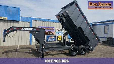 New 2025 Lamar Trailers DL- 7x14' Dump Trailer-4' Walls-Scissor Lift- 14k GVWR- 7ga floor-14 ply tires