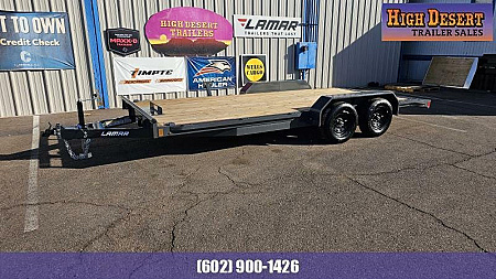 New 2024 Lamar Trailers Open Car Hauler- 18' Wood Deck - Brakes Both Axles, Winch plate, Adjustable Coupler,  7K GVWR