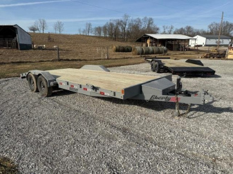 New 10K 83X20 LIBERTY  CAR HAULER WITH 5' SLIDE IN RAMPS AND 2' DOVETAIL