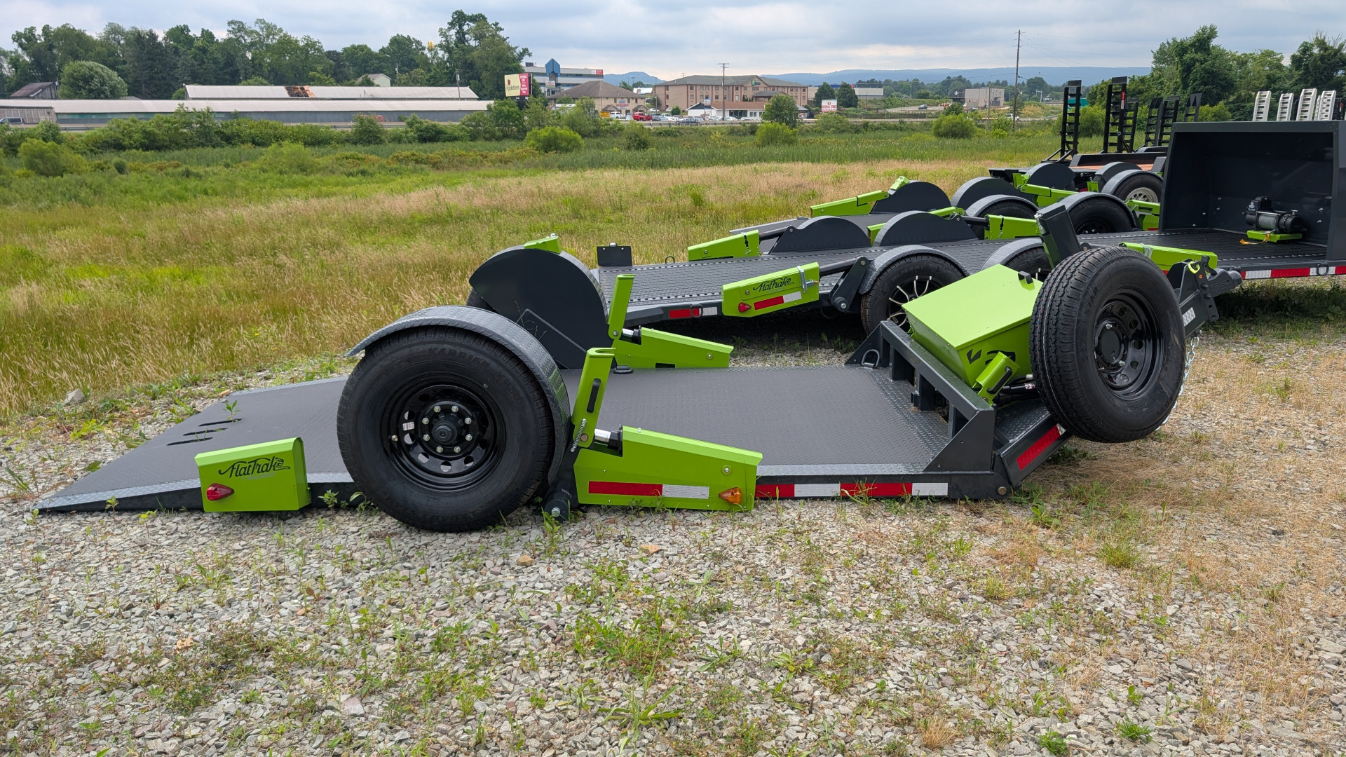 New 2025 "FlatTrak" by Belmont 6x12 Lay Flat Tilt Equipment Hauler (FCH7212) w/ Hydraulic Jack