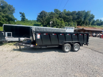 New 2025 Hillcrest Trailers 7x16 17.6 w/ tube ramps and hyd jack Dump Trailer