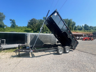 New 2025 Hillcrest Trailers 7x16 17.6 w/ tube ramps and hyd jack Dump Trailer