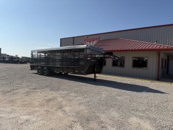2026 Delco 6'8"x24' GN Bar Top Livestock Trailer - B8 Cattleman