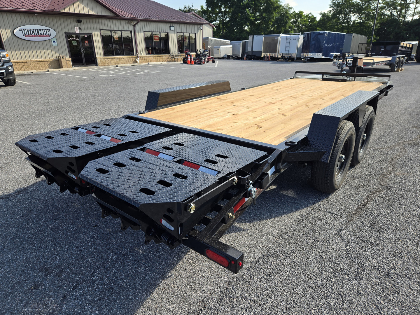 New 7 x 20 BWISE EF20-14-HD Equipment Trailer, 15.4K GVWR ***I-Beam Frame, Full-Width Ramps, Winch Mount, 3' Self-Cleaning Dovetail