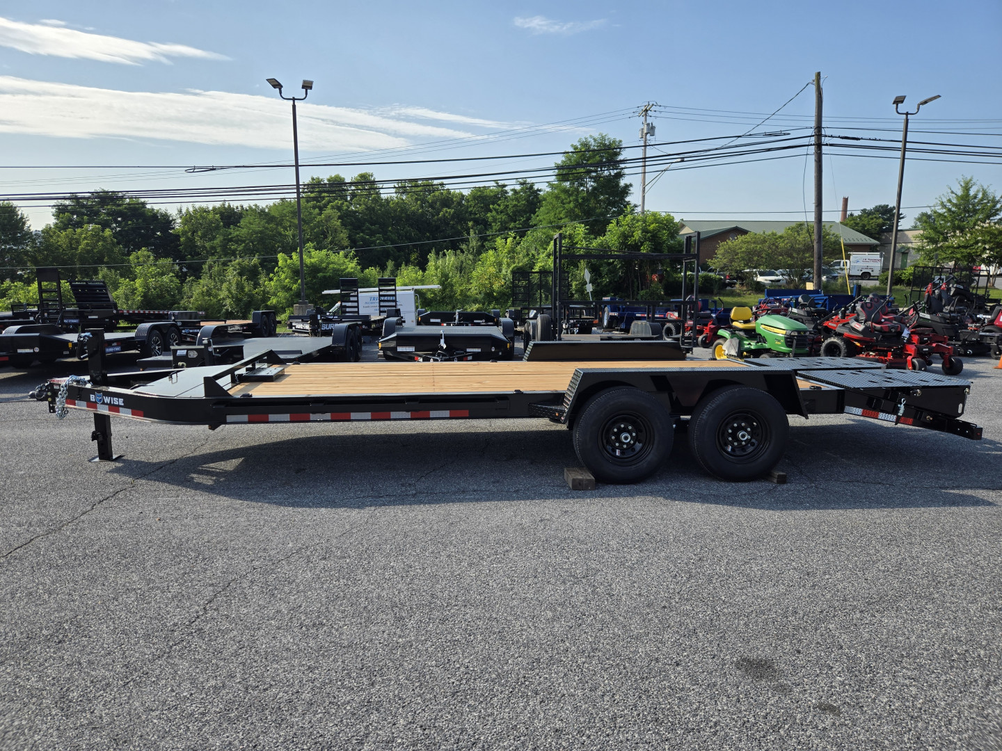 New 7 x 20 BWISE EF20-14-HD Equipment Trailer, 15.4K GVWR ***I-Beam Frame, Full-Width Ramps, Winch Mount, 3' Self-Cleaning Dovetail