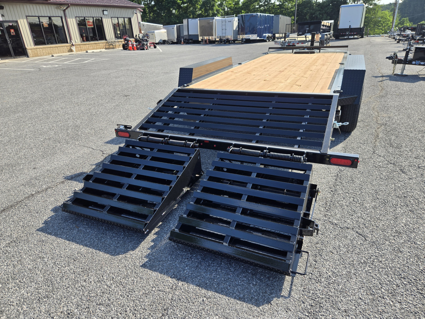 New 7 x 20 BWISE EF20-14-HD Equipment Trailer, 15.4K GVWR ***I-Beam Frame, Full-Width Ramps, Winch Mount, 3' Self-Cleaning Dovetail