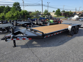 New 7 x 20 BWISE EF20-14-HD Equipment Trailer, 15.4K GVWR ***I-Beam Frame, Full-Width Ramps, Winch Mount, 3' Self-Cleaning Dovetail