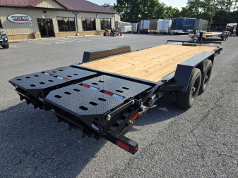 New 7 x 20 BWISE EF20-14-HD Equipment Trailer, 15.4K GVWR ***I-Beam Frame, Full-Width Ramps, Winch Mount, 3' Self-Cleaning Dovetail