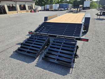 New 7 x 20 BWISE EF20-14-HD Equipment Trailer, 15.4K GVWR ***I-Beam Frame, Full-Width Ramps, Winch Mount, 3' Self-Cleaning Dovetail