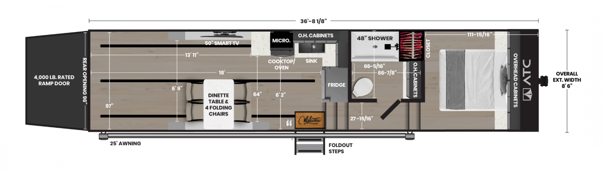 New ATC PLA 700 - 3618 Aluminum Gooseneck Toy Hauler