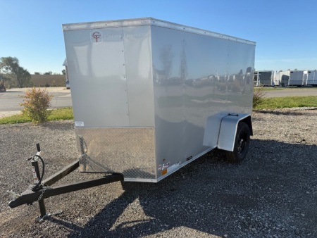 New 2026 Cross Silver 5'x10' 3k Beta Flat Top V-Nose Enclosed Cargo Trailer