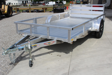 New 2025 H & H 6.4' x 12' Aluminum Utility Trailer - BiFold Ramp - Extruded Aluminum Deck - 2990# GVW