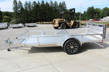 New 2025 H & H 6.4' x 12' Aluminum Utility Trailer - BiFold Ramp - Extruded Aluminum Deck - 2990# GVW