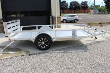 New 2025 H & H 6.4' x 12' Aluminum Utility Trailer - BiFold Ramp - Extruded Aluminum Deck - 2990# GVW