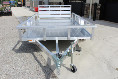 New 2025 H & H 6.4' x 12' Aluminum Utility Trailer - BiFold Ramp - Extruded Aluminum Deck - 2990# GVW