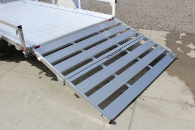 New 2025 H & H 6.4' x 12' Aluminum Utility Trailer - BiFold Ramp - Extruded Aluminum Deck - 2990# GVW