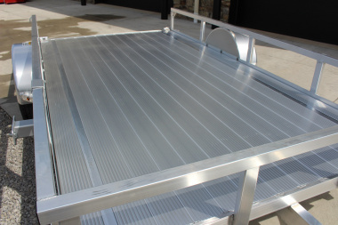 New 2025 H & H 6.4' x 12' Aluminum Utility Trailer - BiFold Ramp - Extruded Aluminum Deck - 2990# GVW