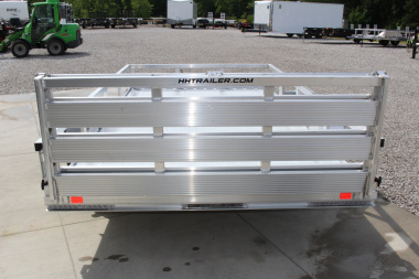 New 2025 H & H 6.4' x 12' Aluminum Utility Trailer - BiFold Ramp - Extruded Aluminum Deck - 2990# GVW