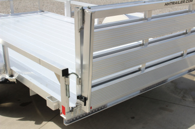 New 2025 H & H 6.4' x 12' Aluminum Utility Trailer - BiFold Ramp - Extruded Aluminum Deck - 2990# GVW