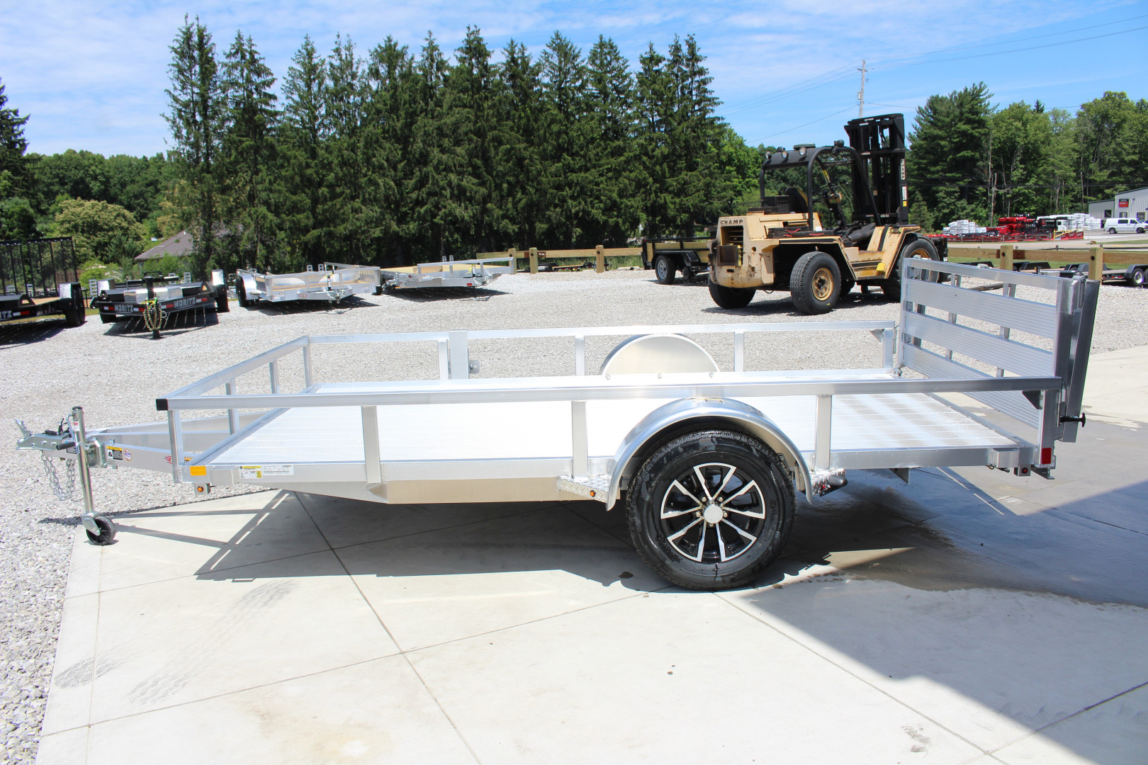 New 2025 H & H 6.10' x 12' Aluminum Utility Trailer - BiFold Ramp - Extruded Aluminum Deck - 2990# GVW