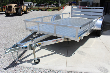 New 2025 H & H 6.10' x 12' Aluminum Utility Trailer - BiFold Ramp - Extruded Aluminum Deck - 2990# GVW