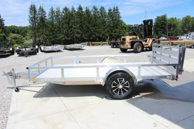 New 2025 H & H 6.10' x 12' Aluminum Utility Trailer - BiFold Ramp - Extruded Aluminum Deck - 2990# GVW