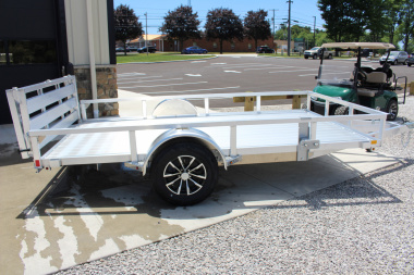 New 2025 H & H 6.10' x 12' Aluminum Utility Trailer - BiFold Ramp - Extruded Aluminum Deck - 2990# GVW