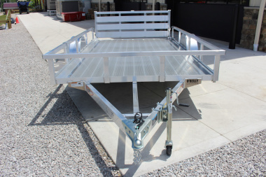 New 2025 H & H 6.10' x 12' Aluminum Utility Trailer - BiFold Ramp - Extruded Aluminum Deck - 2990# GVW