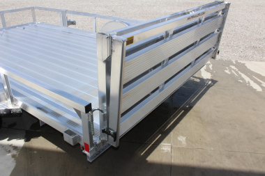 New 2025 H & H 6.10' x 12' Aluminum Utility Trailer - BiFold Ramp - Extruded Aluminum Deck - 2990# GVW
