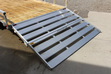New 2025 H & H 6' 10" x 14' Aluminum Utility Trailer - BiFold Ramp - 2990# GVW
