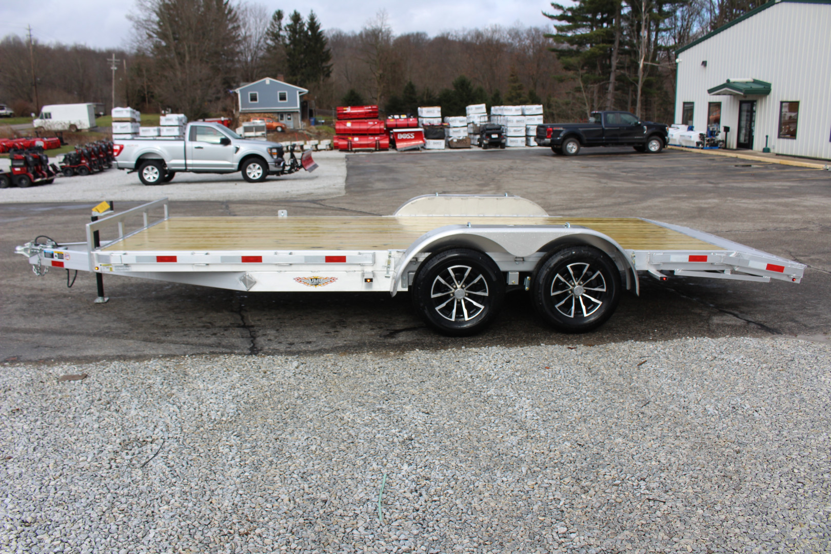 New 2025 H & H Trailer 7' x 18' Heavy Duty Aluminum Car Hauler - Slide In Ramps - 7000# GVW