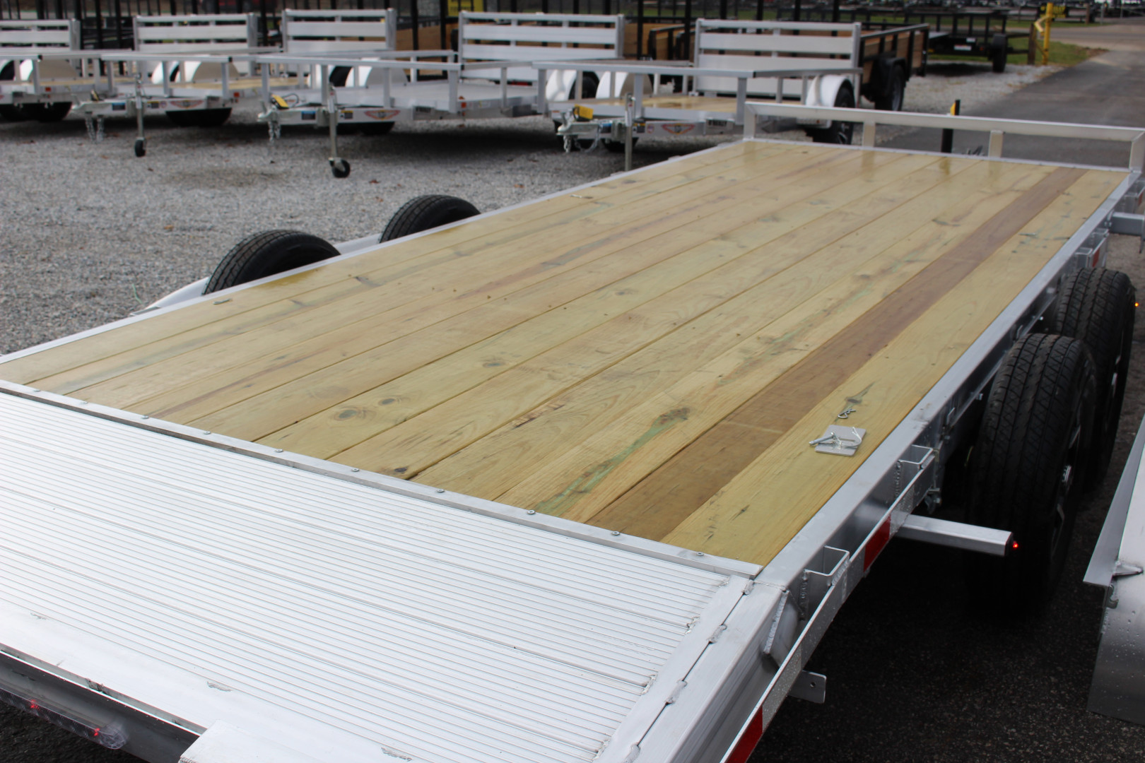 New 2025 H & H Trailer 7' x 18' Heavy Duty Aluminum Car Hauler - Slide In Ramps - 7000# GVW