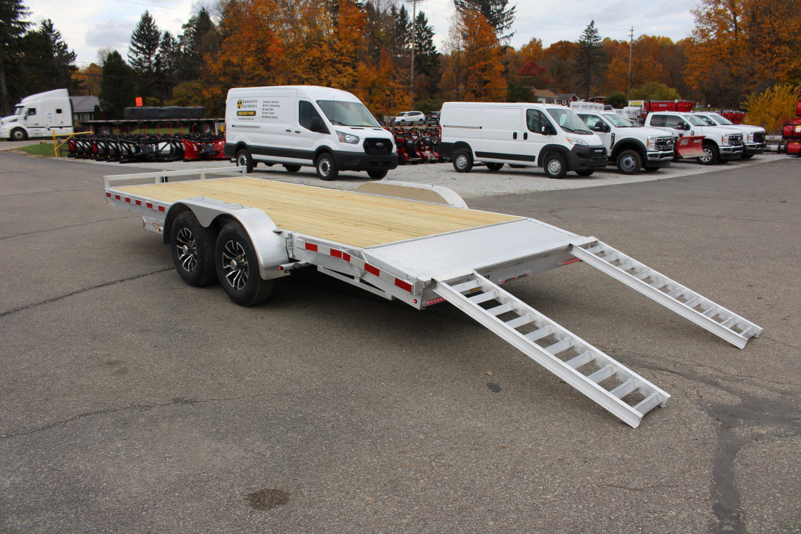 New 2025 H & H Trailer 7' x 18' Heavy Duty Aluminum Car Hauler - Slide In Ramps - 9900# GVW