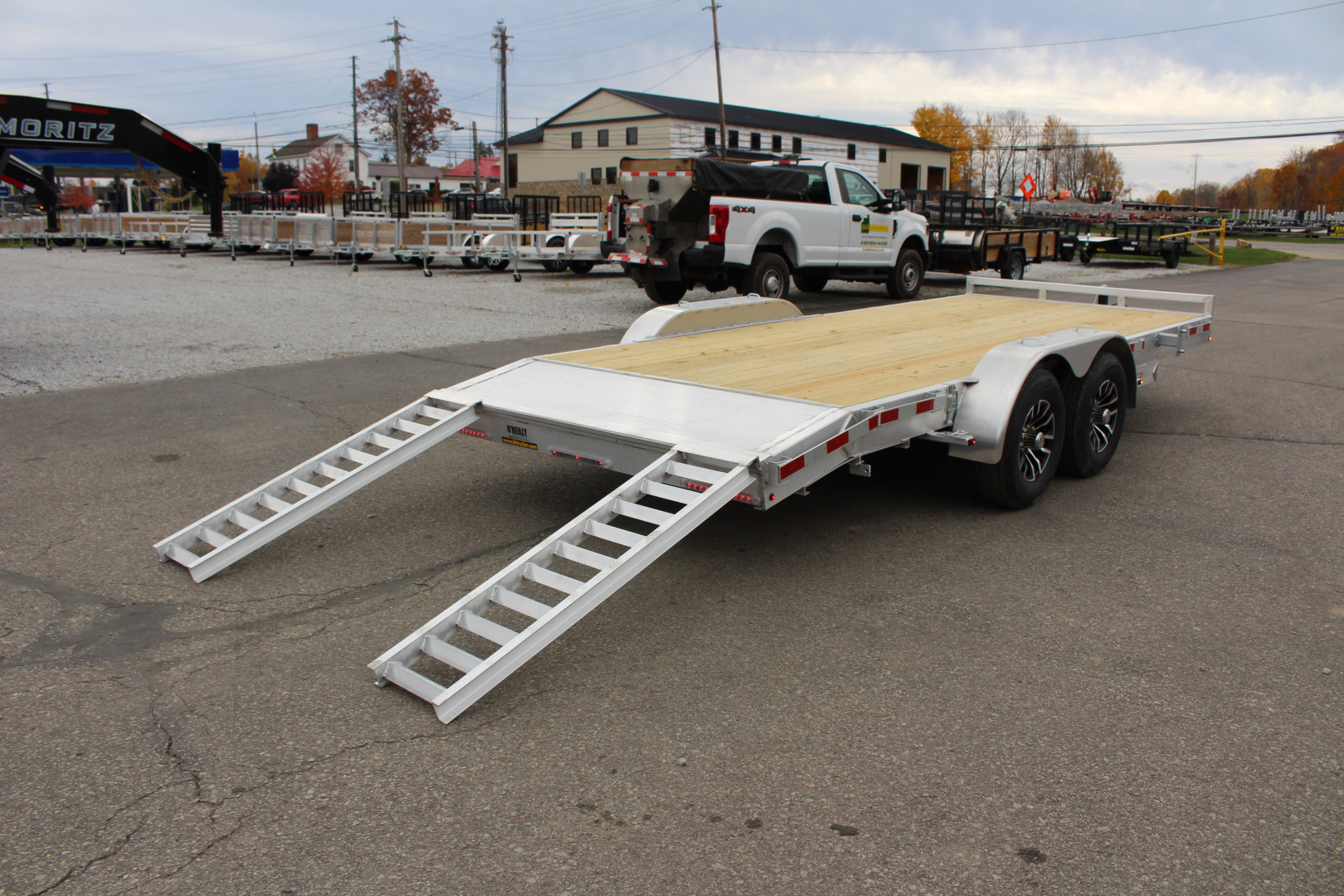 New 2025 H & H Trailer 7' x 18' Heavy Duty Aluminum Car Hauler - Slide In Ramps - 9900# GVW