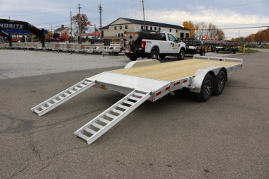 New 2025 H & H Trailer 7' x 18' Heavy Duty Aluminum Car Hauler - Slide In Ramps - 9900# GVW