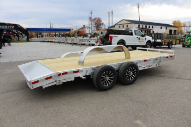 New 2025 H & H Trailer 7' x 18' Heavy Duty Aluminum Car Hauler - Slide In Ramps - 9900# GVW