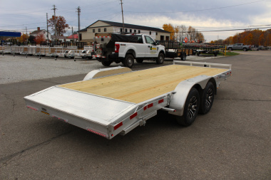 New 2025 H & H Trailer 7' x 18' Heavy Duty Aluminum Car Hauler - Slide In Ramps - 9900# GVW