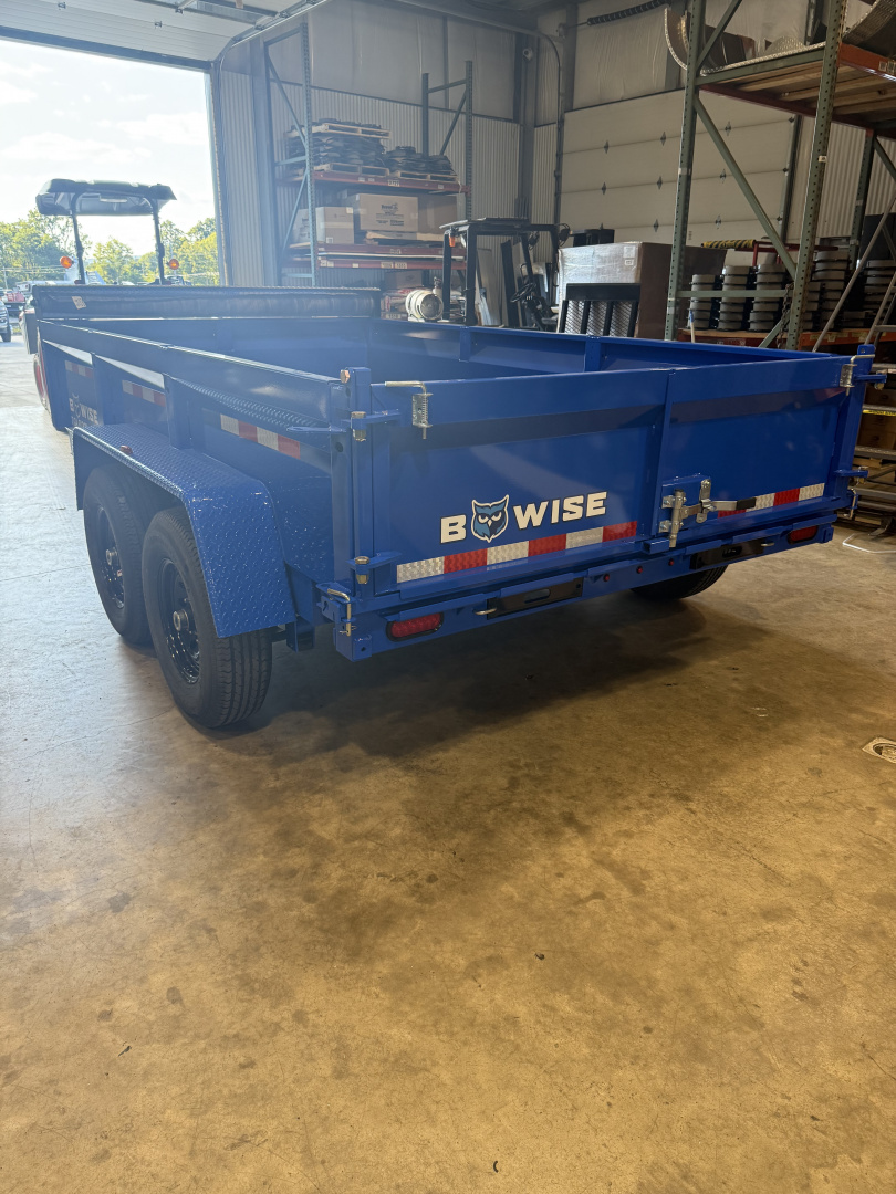 New 2026 BWISE 7x12 -14K Dump Trailer - Ramps - Tarp Kit - 7 GA Floor - BLUE