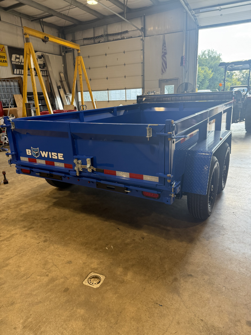 New 2026 BWISE 7x12 -14K Dump Trailer - Ramps - Tarp Kit - 7 GA Floor - BLUE
