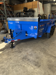 New 2026 BWISE 7x12 -14K Dump Trailer - Ramps - Tarp Kit - 7 GA Floor - BLUE