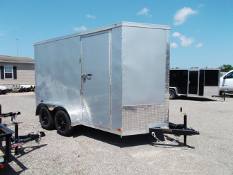 New 2025 Covered Wagon Trailers 6x12 TA Cargo Trailer / Enclosed Trailer / 7ft Interior / Extra Wide Ramp / RV Side Door / LEDs / .030 Silver Semi-Screwless Exterior Cargo / Enclosed Trailer
