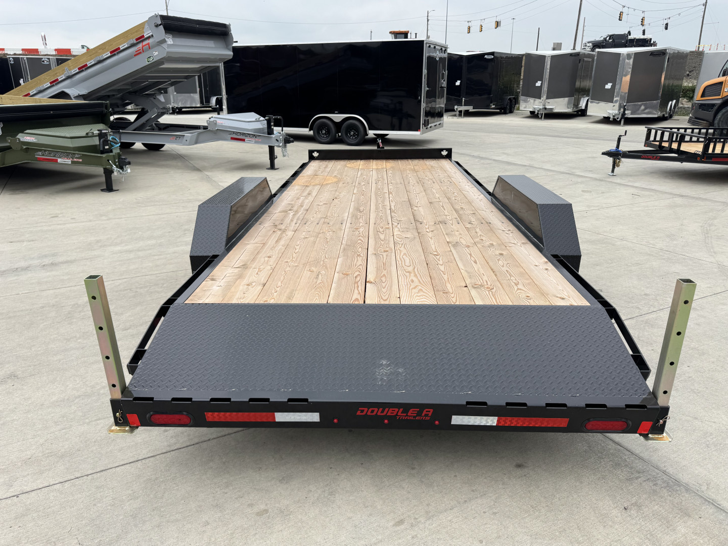 New NEW 2026 Double A 20’ flatbed Equipment Trailer 2-7000 lb axles=14K, dovetail, Slide In Ramps