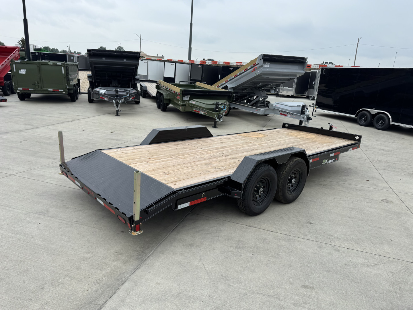 New NEW 2026 Double A 20’ flatbed Equipment Trailer 2-7000 lb axles=14K, dovetail, Slide In Ramps