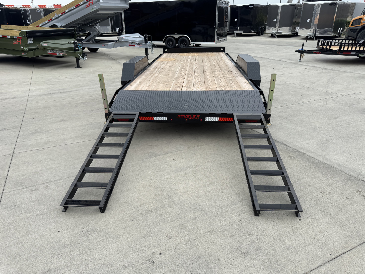 New NEW 2026 Double A 20’ flatbed Equipment Trailer 2-7000 lb axles=14K, dovetail, Slide In Ramps