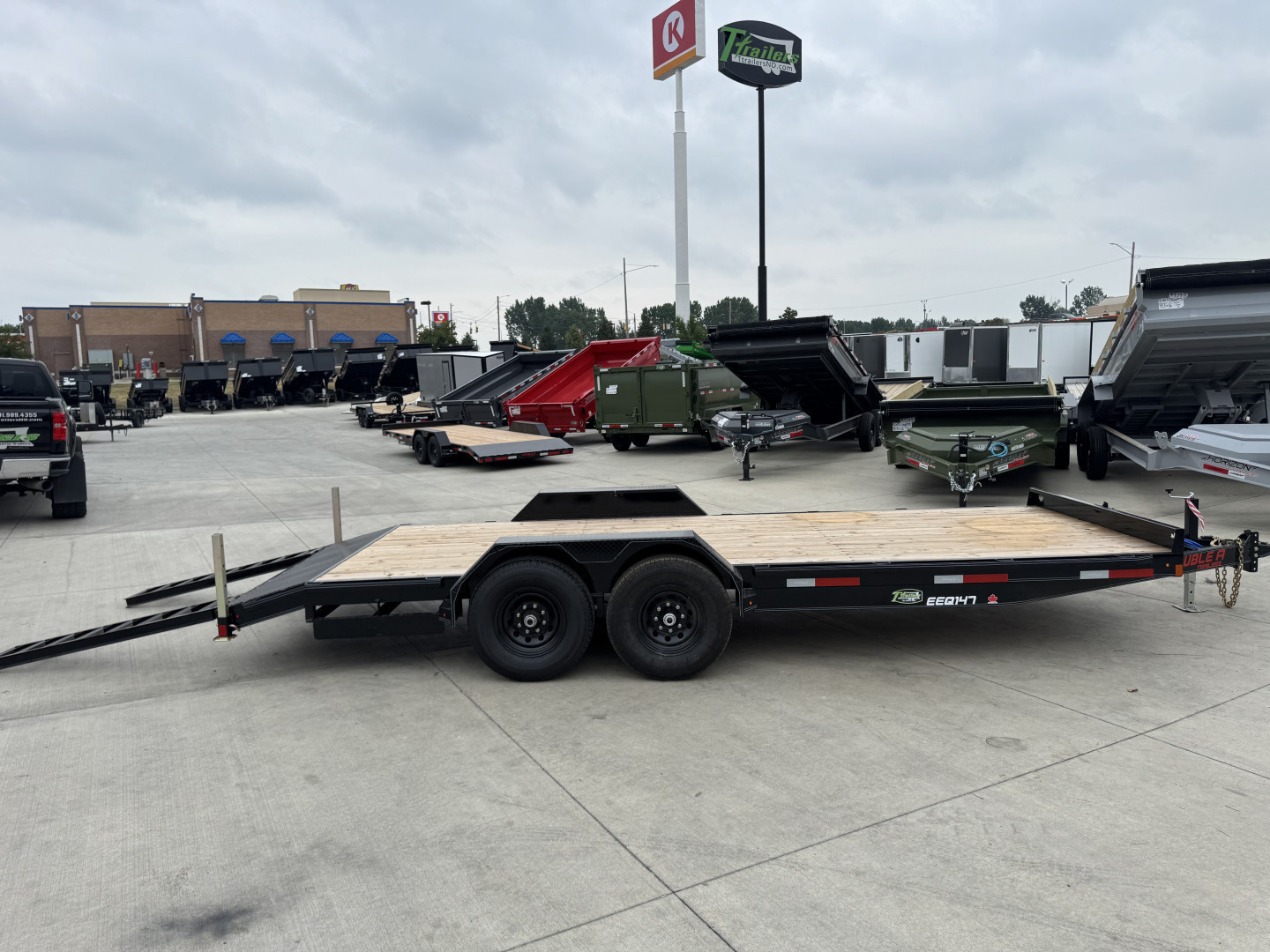 New NEW 2026 Double A 20’ flatbed Equipment Trailer 2-7000 lb axles=14K, dovetail, Slide In Ramps